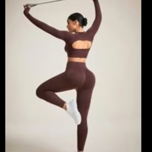 Seamless Leggings and Long Sleeve Crop Top Matching Set - Picture 7 of 7